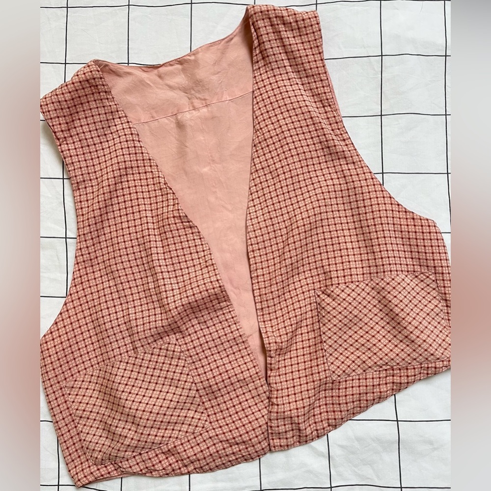 VTG Women’s Cropped Vest - Pink Checkered | Sz: S/M (no tag)